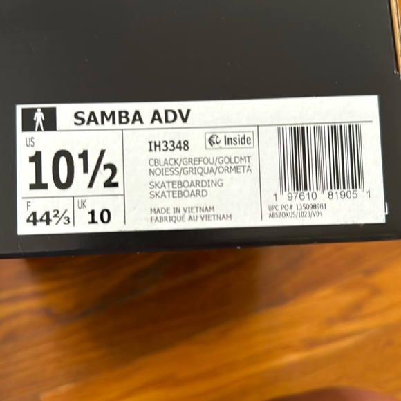New! Adidas Samba ADV black/grey size 10 1/2 - Picture 4 of 5